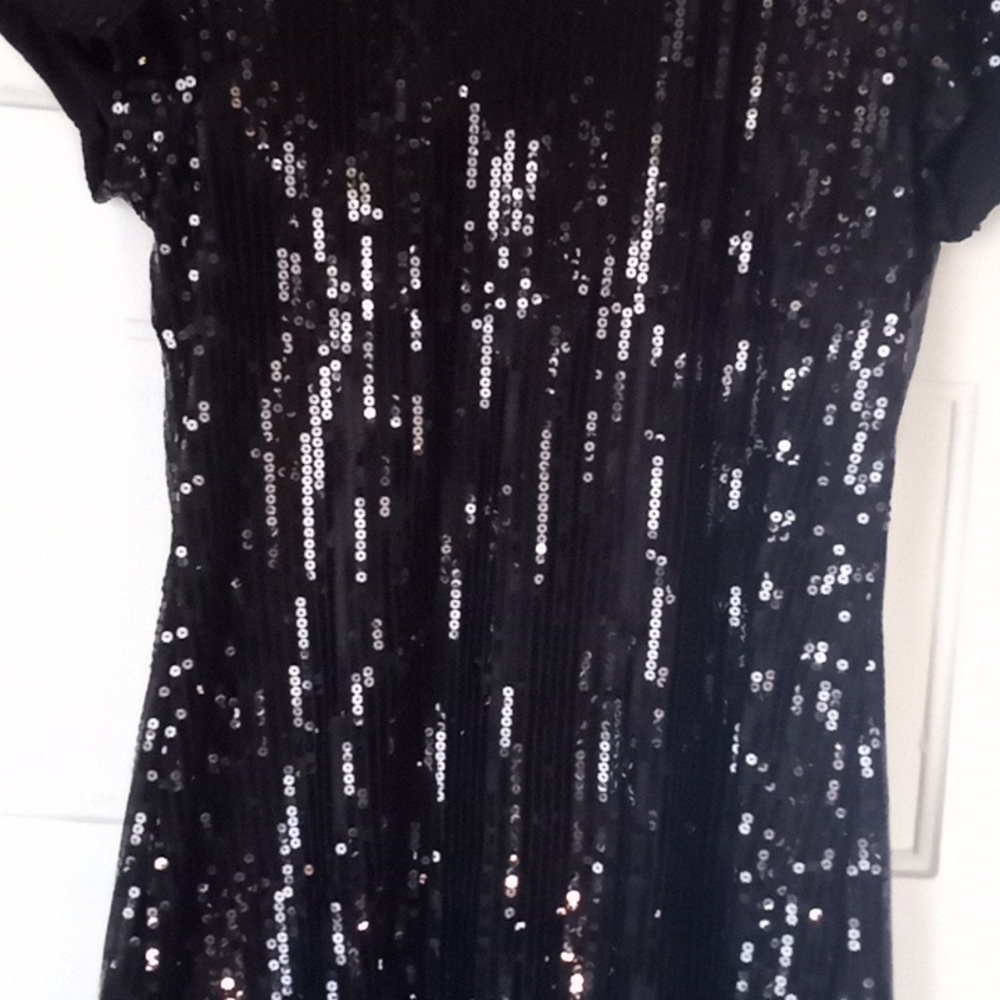 SOLD Anthropologie Dress Tulle Black Sequin Embellished Midi A-Line Stretch - Picture 8 of 12